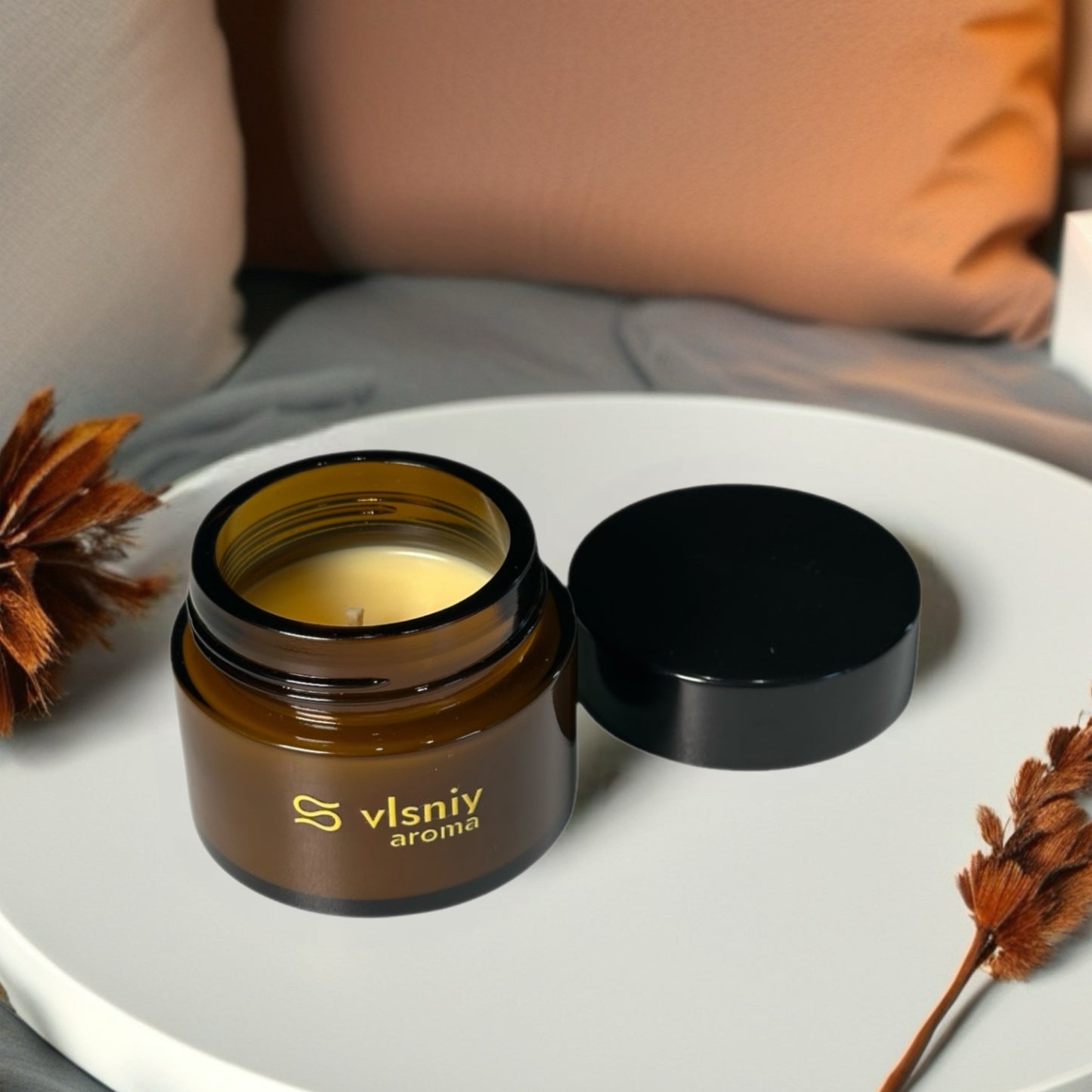 Соєва свічка «Без зобов'язань» міні, скляна, 80 г — виноград, карамель та пачулі