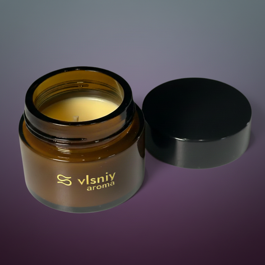 Свічка «Aura», міні скляна, 80 г — морський вітер і зелене листя