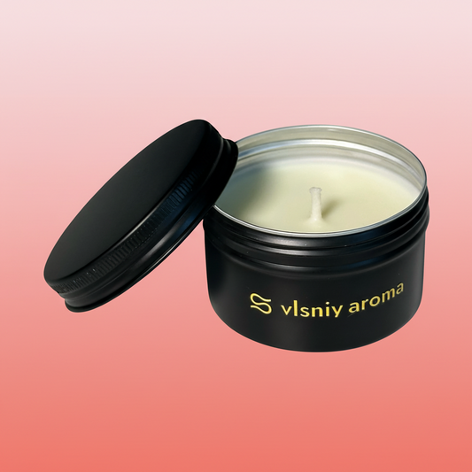 Соєва свічка «Situationship» міні, металева, 80 г — вишня, червоне вино та амбра