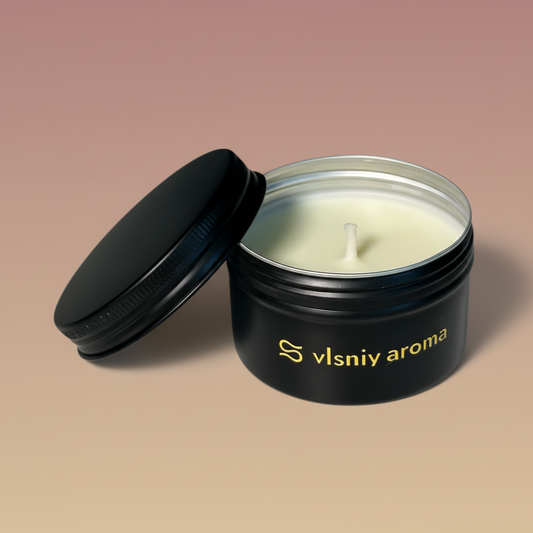 Свічка «Karma», міні металева, 80 г — лаванда, амбра і шавлія