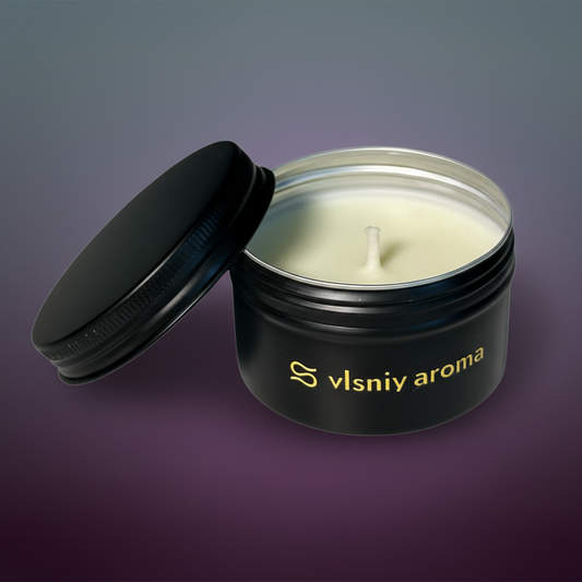 Свічка «Aura», міні металева, 80 г — морський вітер і зелене листя