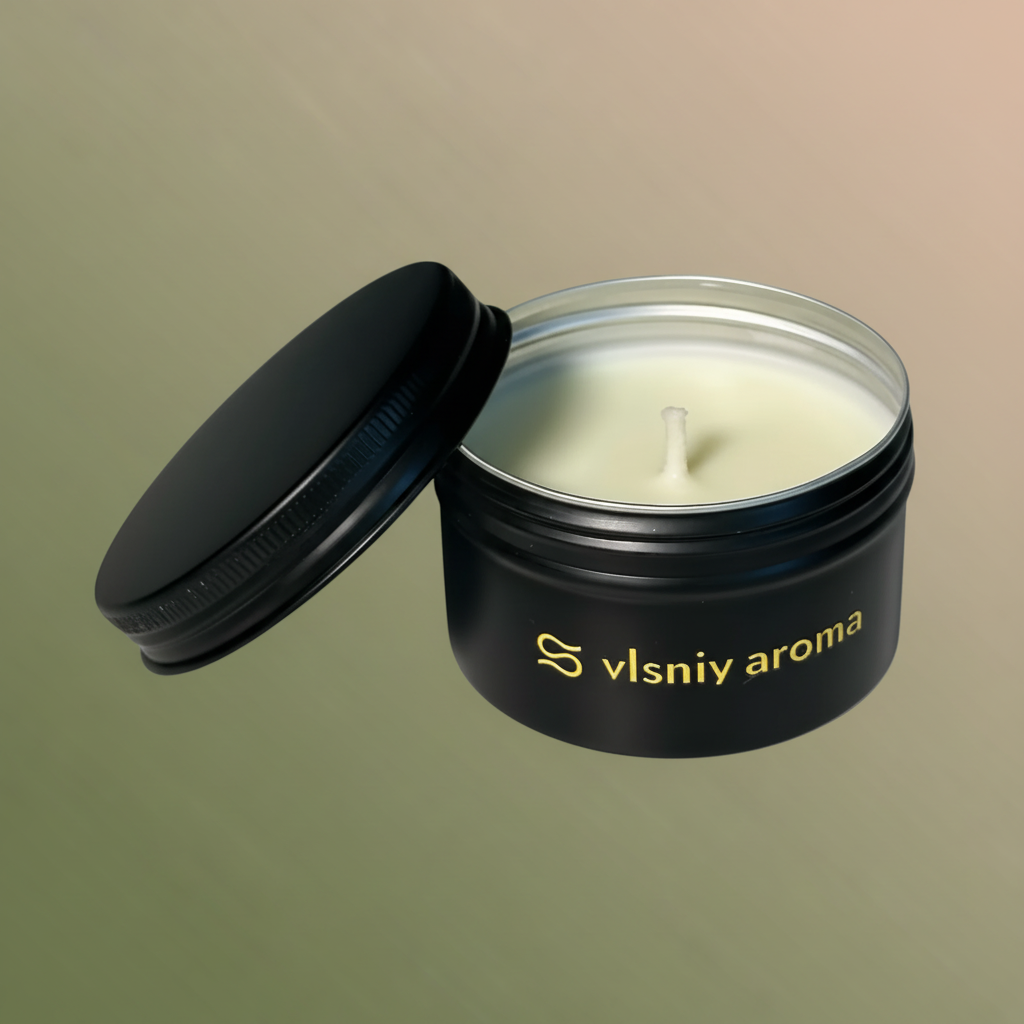 Соєва свічка «Rituals» міні, металева, 80 г — димно-свіжий аромат уду та ладану