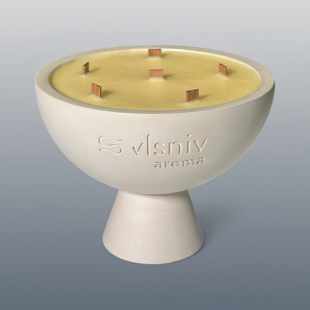 Соєва свічка «На межі вигорання» чаша, 520 г — меліса, кедр і персик