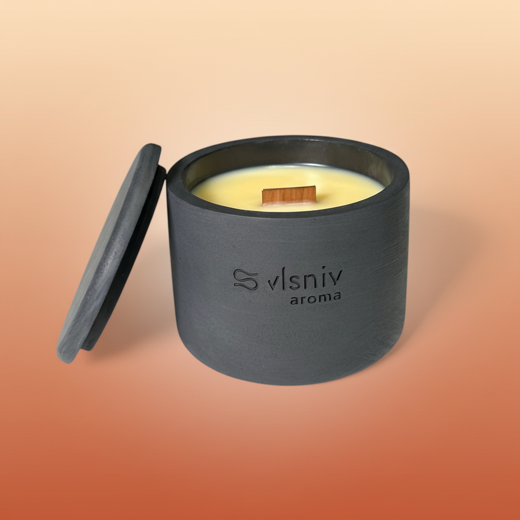 Соєва свічка «Bellini, please» циліндр, 220 г — персик, жасмин та боби тонка