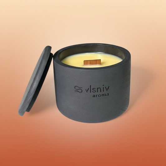 Соєва свічка «Bellini, please» циліндр, 220 г — персик, жасмин та боби тонка