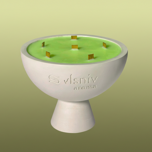 Соєва свічка «Матча Клаб», чаша, 520 г — матча, кокос і манго